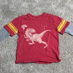 🏈🦕 Red Baby Gap Football Dinosaur Long Sleeve Shirt Size 3T 🦕🏈